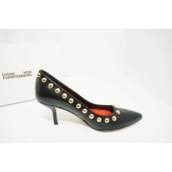 DVF Diane Von Furstenberg Meine 2 Women’s Pumps Black Leather Size 5 M $298 - Picture 7 of 10